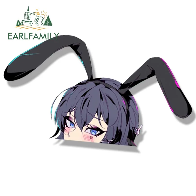 EARLFAMILY Bunny Girl Sakurajima Mai Fanart Car Sticker Janpan Anime Sketch Waifu Decals JDM Cartoon Peek Girl Stickers Car Wrap image 3