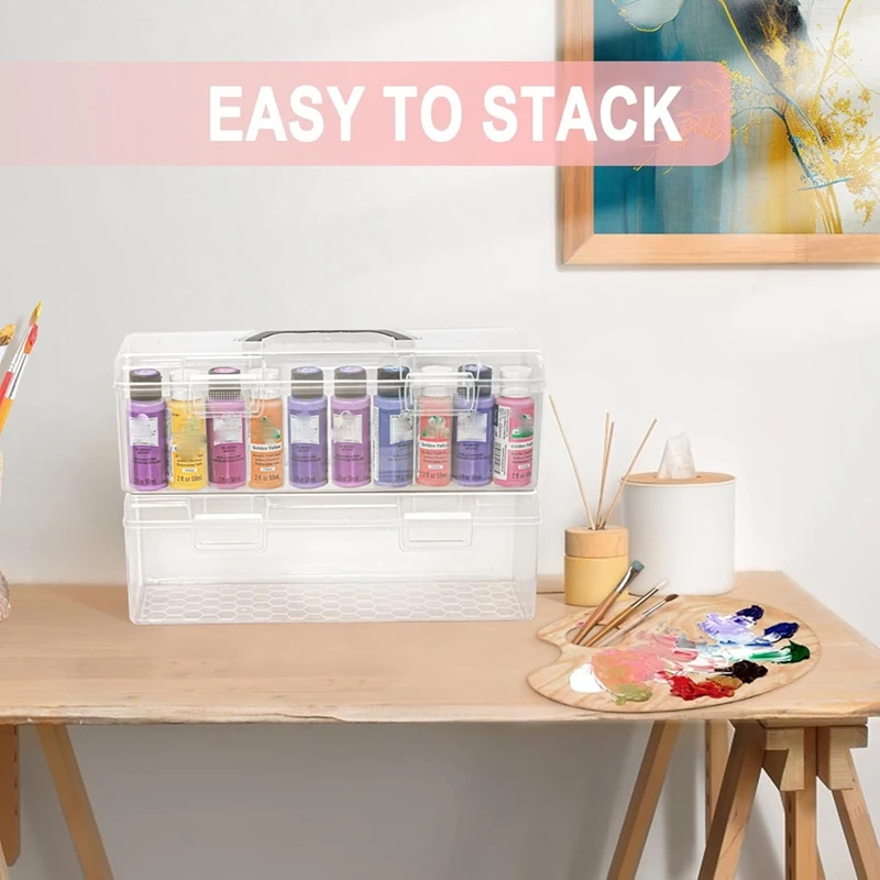 A85Q-Acrylic Paint Storage Box, 30 Bottle Capacity Acrylic Paint Storage Box For 2 Fluid Ounces Acrylic Paint,Storage Box