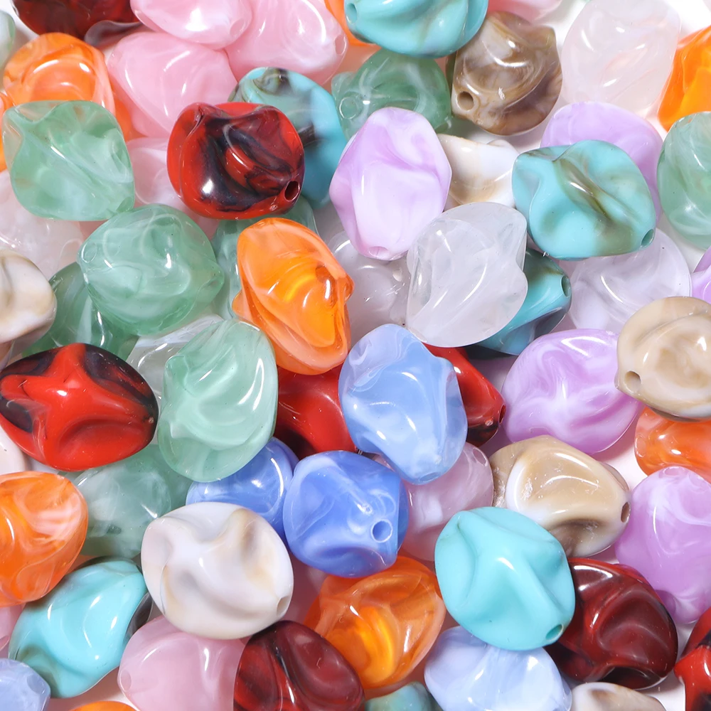 20 Stück Unregelmäßige Falten-Acrylperlen Zweifarbige Lose Abstandsperlen für Schmuckherstellung DIY Armband Ohrring Schlüsselanhänger Zubehör – Detail 6