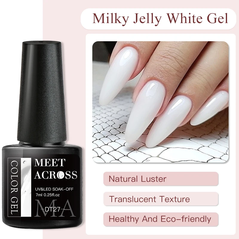 7ML Milky Jelly White Gel Nail Polish Semi Permanent Soak Off French Nails Manicure UV LED Gel Varnish Base Top Coat Nail Art