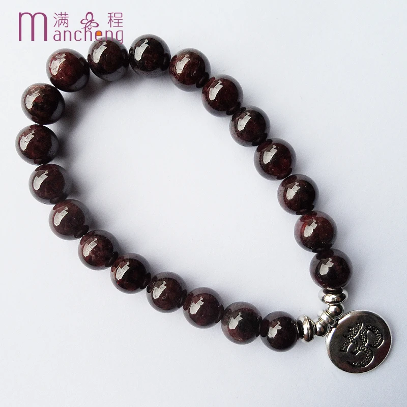 Tiki Official-website Muslim Tasbih Prayer Bead Elasticity OM Allah Bracelet Women Man 8MM Natural Garnet Islamic Pulseras Mujer