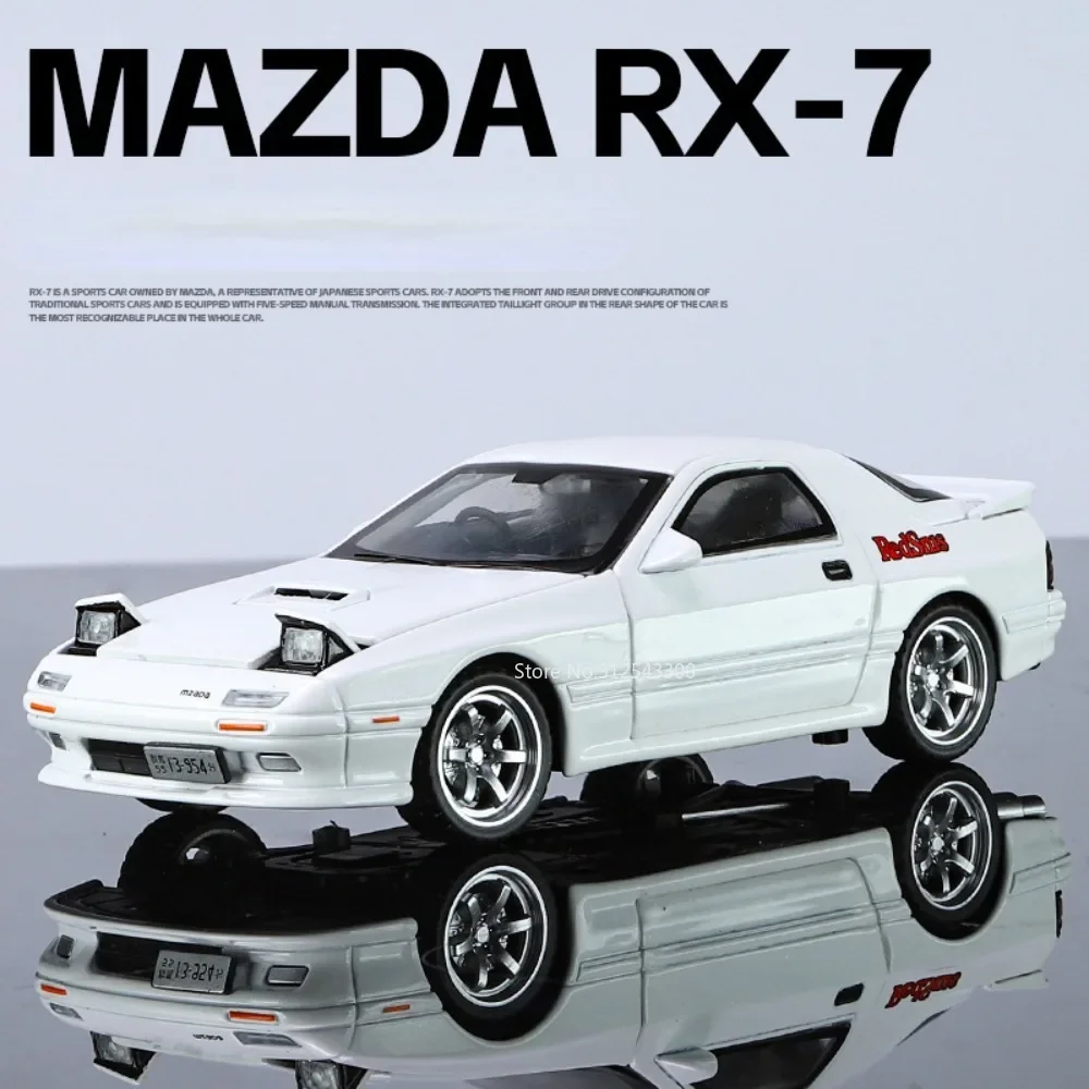 

1/32 Initial D Mazda RX7 Alloy Diecast Toy Car Models with Sound Light Scale Model Car Toys for Kids Birthday Collectible Gifts