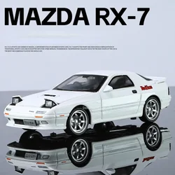 Mazda RX7 Initial D-modelos de coche de juguete fundidos a presión con luz de sonido, escala 1/32, juguetes de coche para niños, regalos coleccionables de cumpleaños