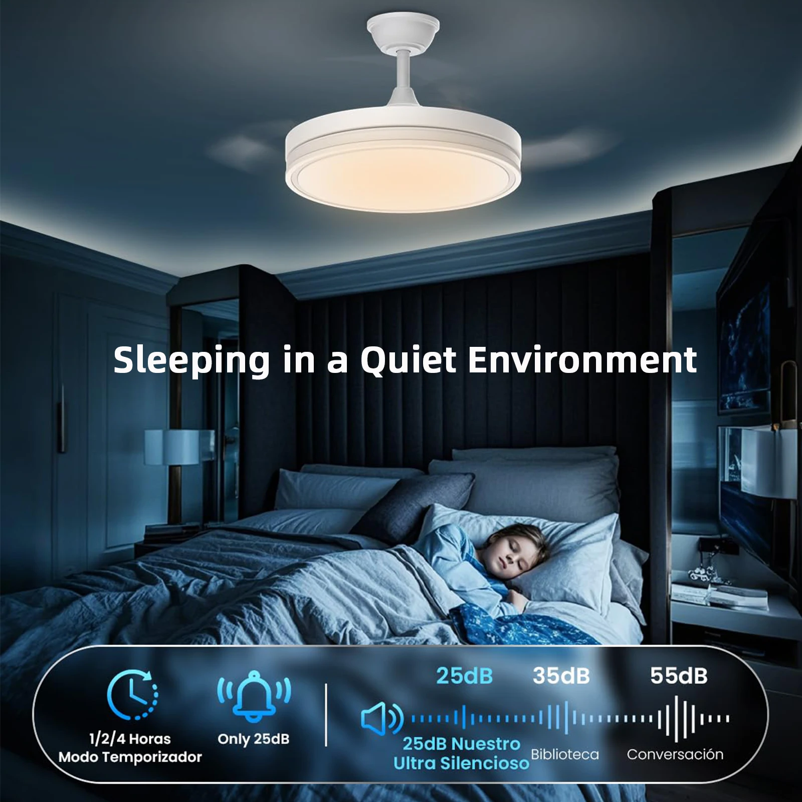 Silent Ceiling Fan with Light Multi-function Retractable Fan Blade Remote Control Modern Electric Fan 6-speed Ceiling Lamp