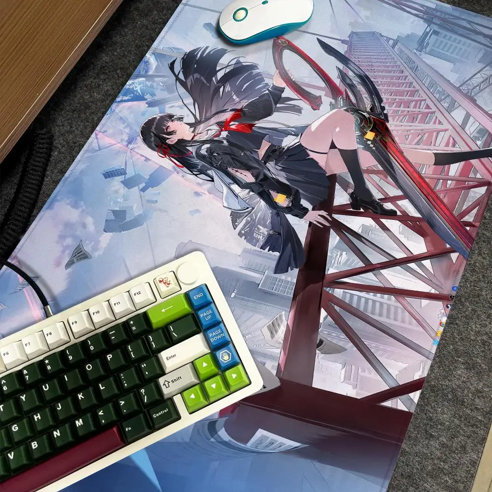 

Mouse Pad Wuthering Xxl Computer Large Size Non-slip Gamer Keyboard 90x40cm Art Design Chisa Waves HD Deskmat