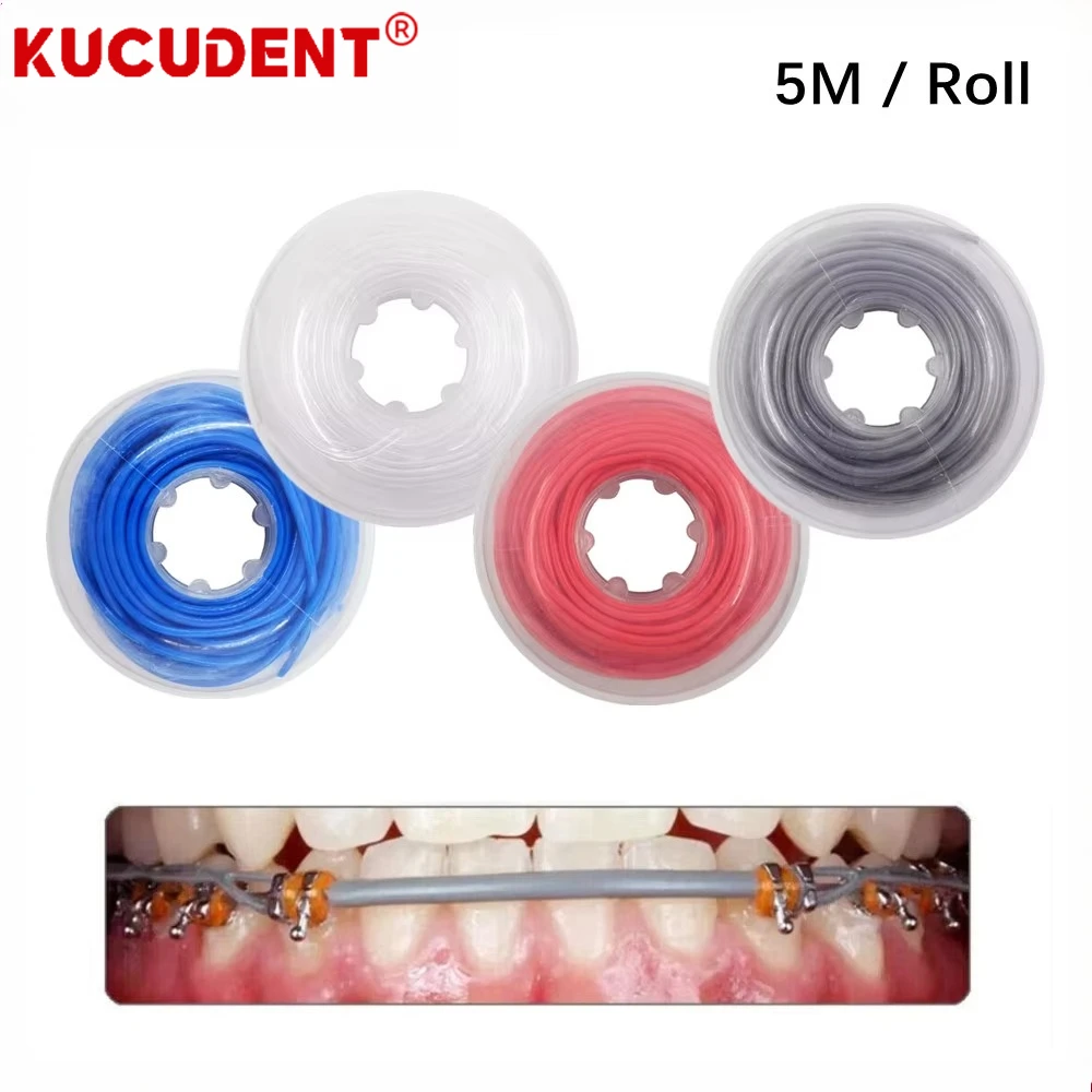 5m/Roll Dental Orthodontic Elastic Arch Wire Sleeve Tubing Plastic Cannula I.D 0.037
