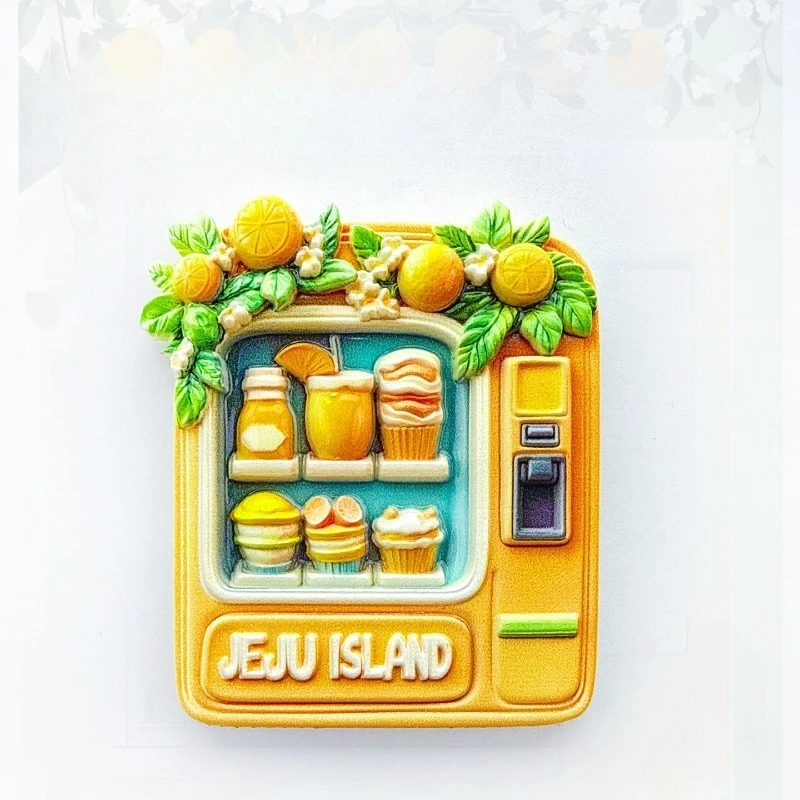 Jeju Orange Fridge Magnet - Fresh 3D Vending Machine Souvenir Unique Korean Island Gift for Travel & Kitchen Decor