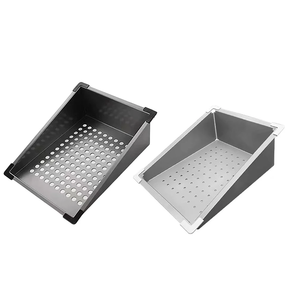 Rak saringan segitiga Stainless Steel, rak saringan segitiga Stainless Steel, Penyimpanan buah sayuran, aksesori wastafel dapur