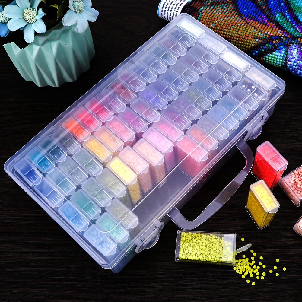32/48/64 Slots Cross Stitch Tool Organizer Clear Storage Containers DIY Craft Acrylic for Diamond Painting Embroidery