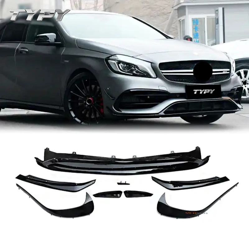 Car Modified Front Bumper Lip Diffuser Spoiler Body Kit For  A-CLASS W176 A45 2016-2018custom