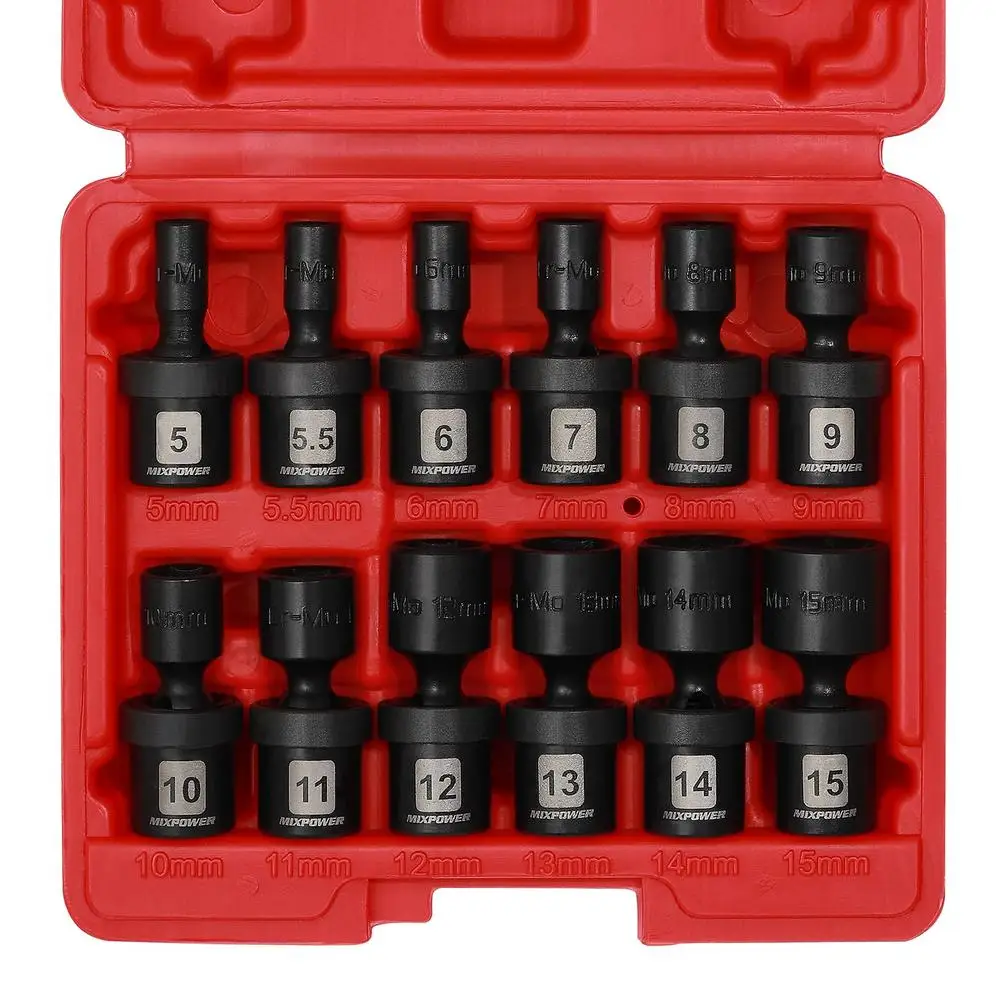 Universal Impact Socket Set CR-MO 1/4