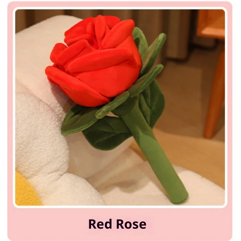 Cartoon realistische roos bloem knuffel woondecoratie stof kunst boeket Valentijnsdag cadeau voor vriendin