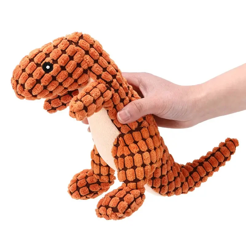 1pc Dinosaur Design Pet Grinding Teeth Squeak Plush Toy Durable Chew Toy For Dog Interactive Supply