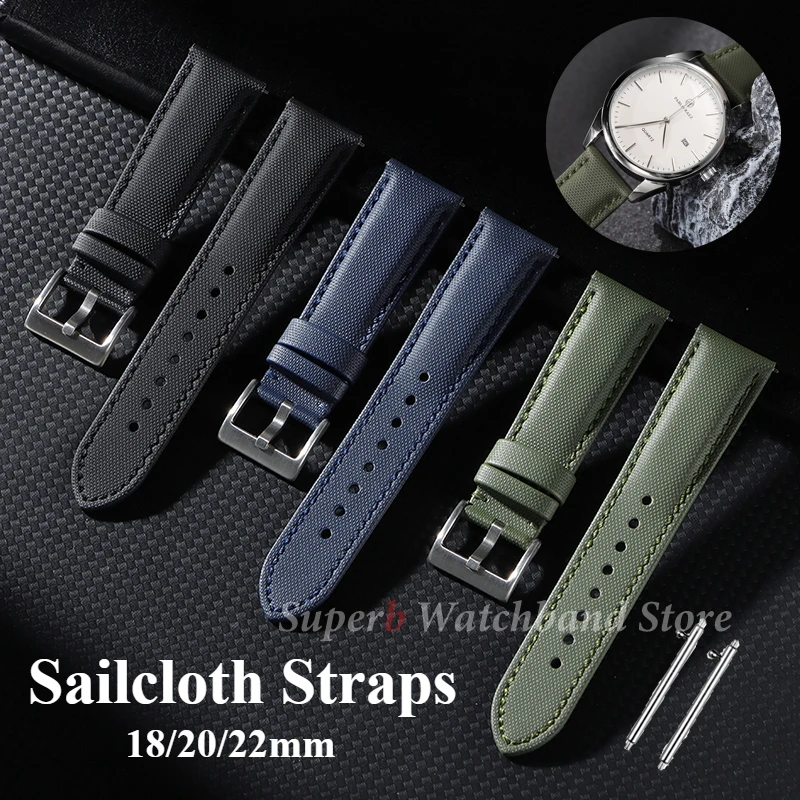 Tali Kain Layar 18Mm 20Mm 22Mm untuk Omega untuk Blancpain untuk Jam Tangan Penyelam Seiko Jam Tangan Pria Wanita Rilis Cepat Tali Jam Tangan Tahan Air