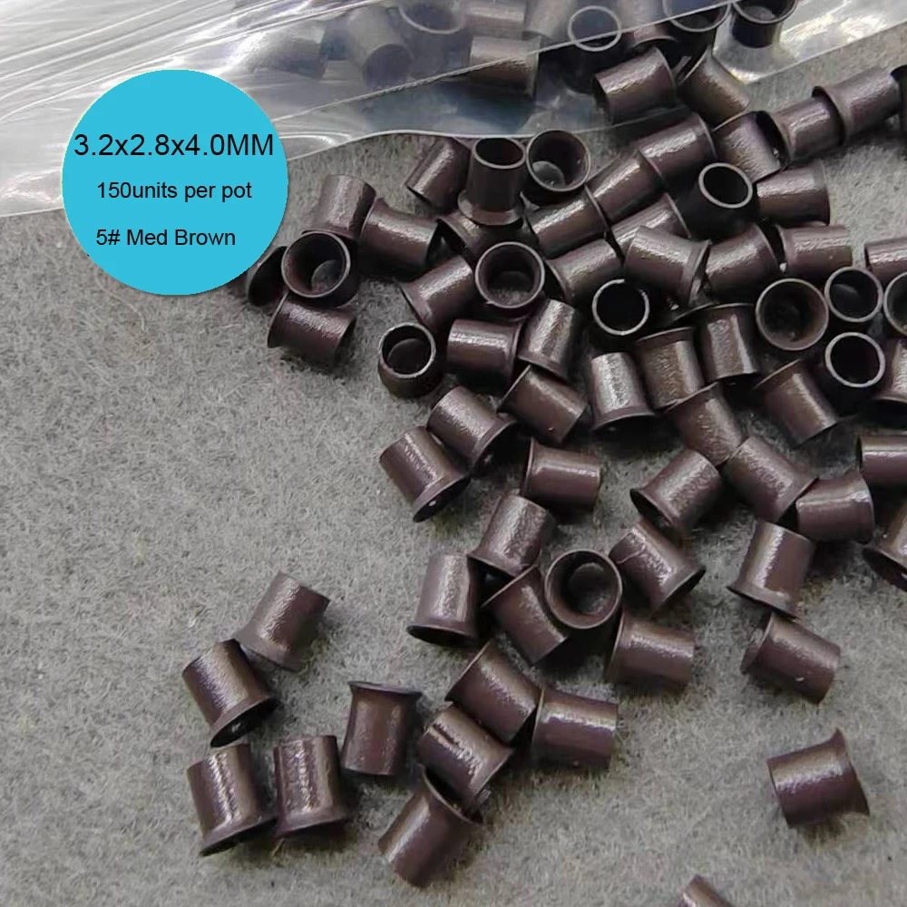 150 Units Micro Bead Links for Hair Extensions Mini Locks Ring Bead Easily Copper Tubes 3.2x2.8x4.0mm Hair Extension Accessories