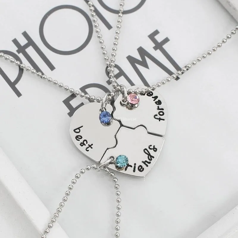 3pcs Good Friends Necklace Matching Alloy 3 Sisters Ladies Jewelry Exquisite Graduation Season Homecoming Clothing Accessories