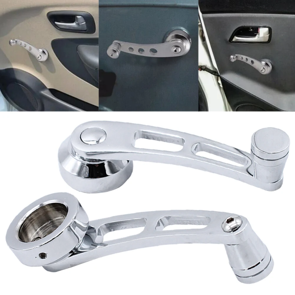 

2 Sets 4 1/4 Window Crank Handle Chrome Billet Aluminum Crank Window Handle Replacement for Chrysler Classic Car