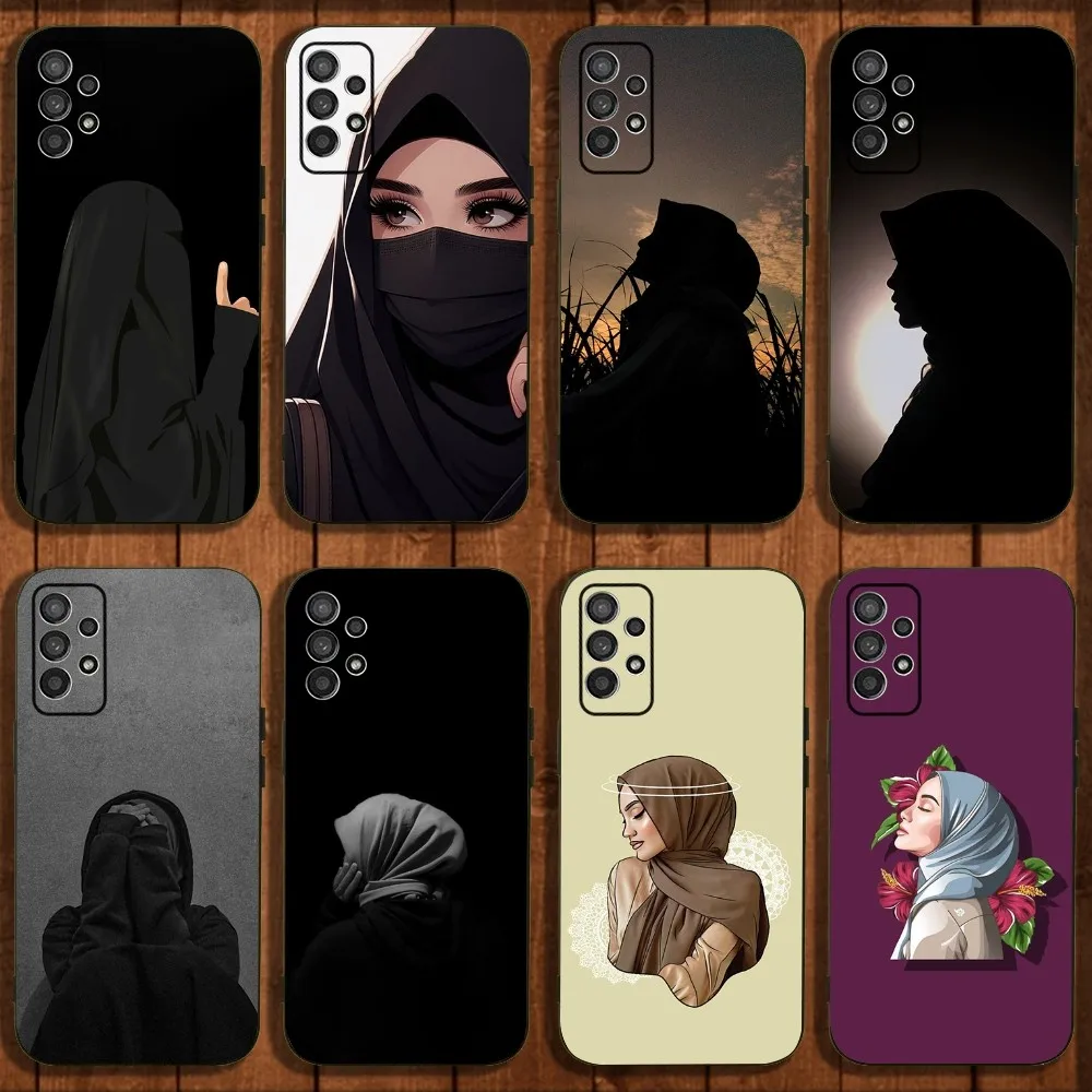 Hijab Hijabi Woman Phone Case For Samsung Galaxy A13,A21s,A22,A31,A32,A52,A53,A71,A80,A91 Soft Black Cover