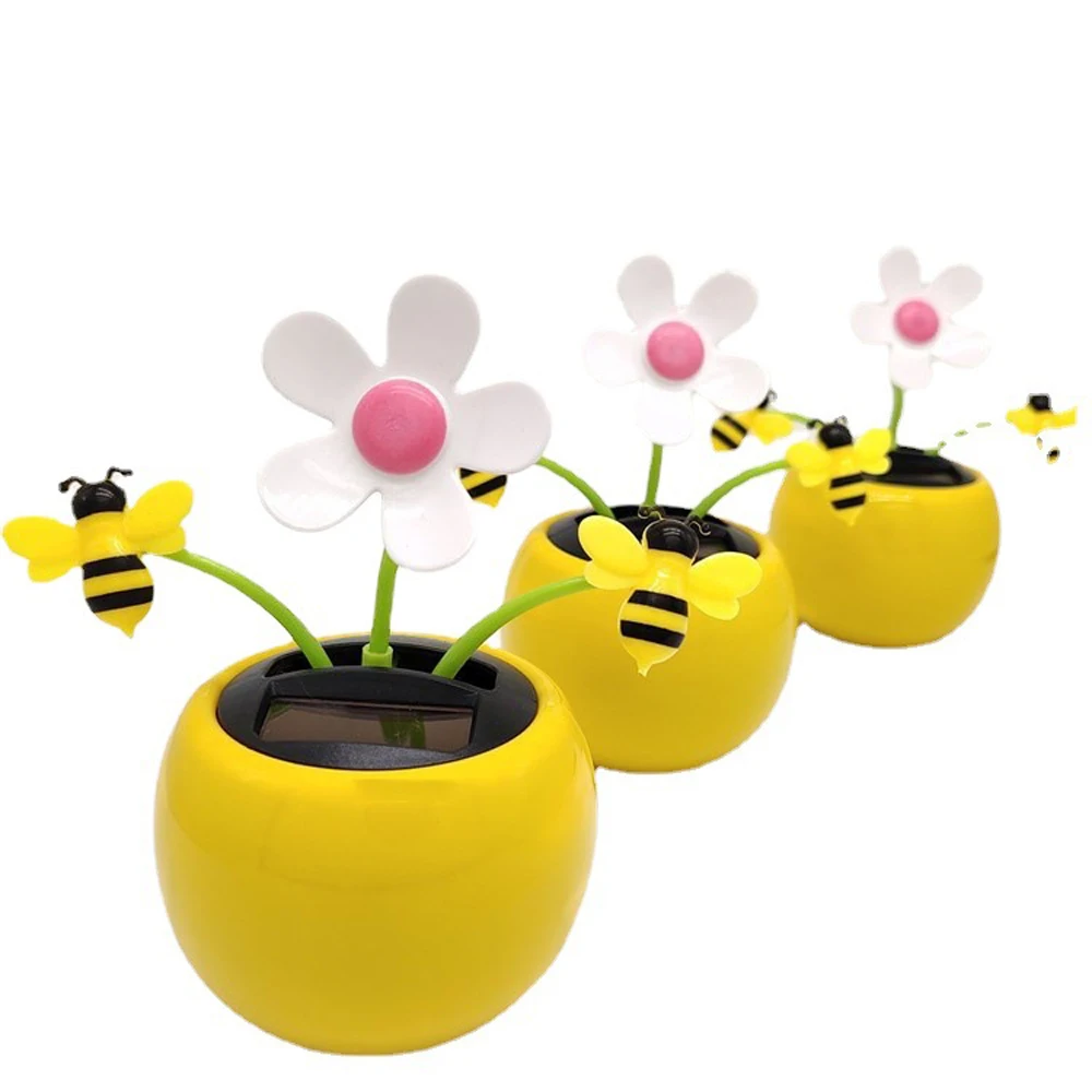 Creativity Cute Insect Honey Bee Swing  Bobble Solar  Dancing Sun Flower Sunflower Ornament Solar Powered
