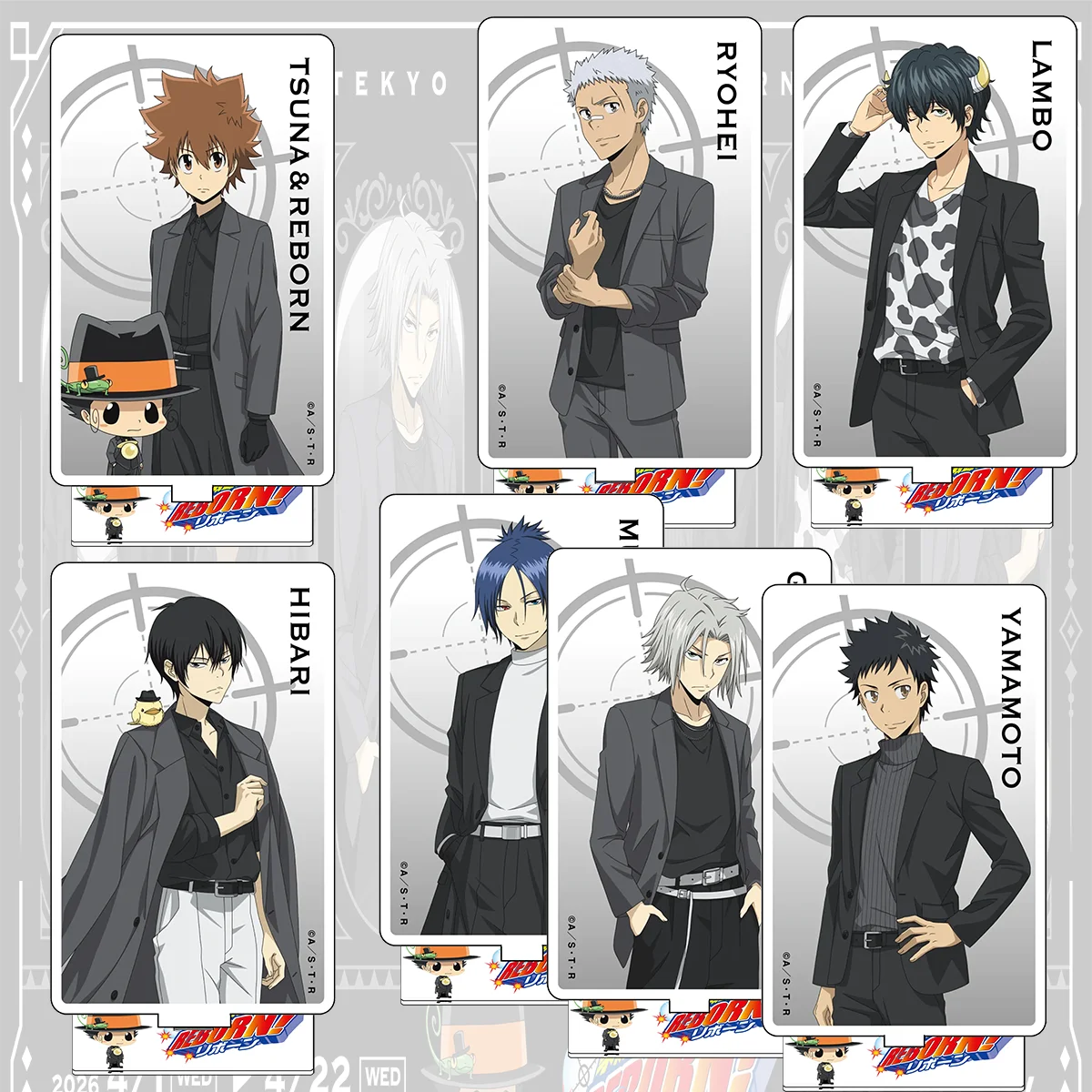 Anime Katekyo Hitman REBORN! 15cm Acrylic Stand Vongola Family Suit Ver.Merch Collection Model Ornament keychain