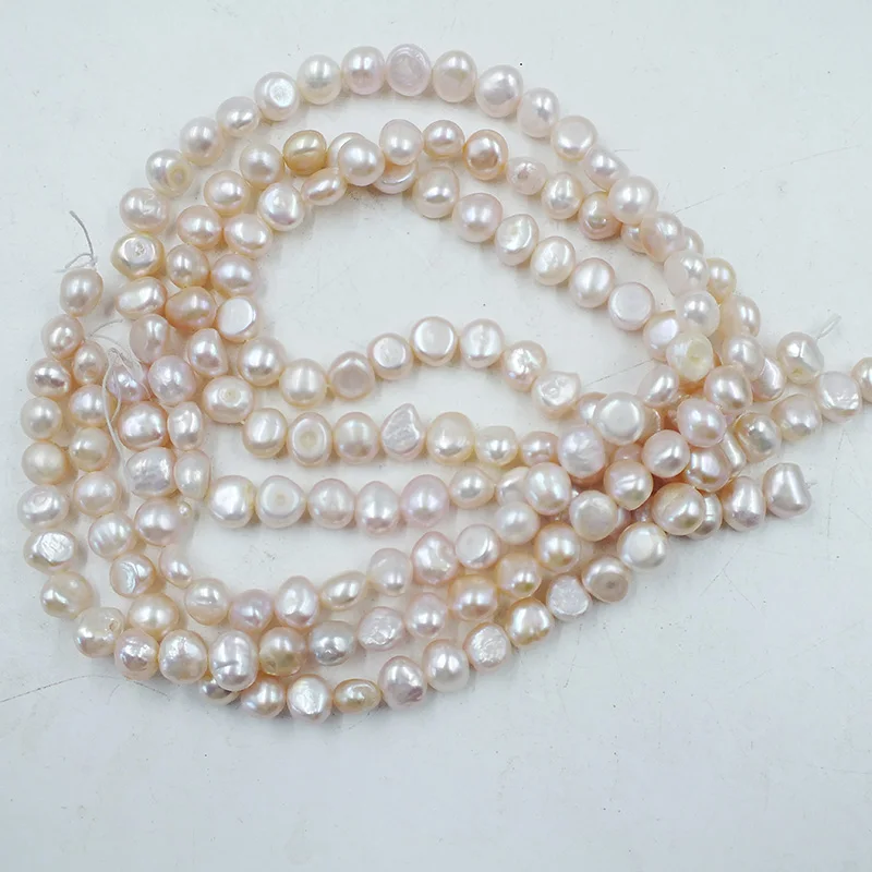 3 strands  7MM natural lavender colored cultured Baroque pearl loose beads. DIY handmade necklace/bracelet/earring beading 15