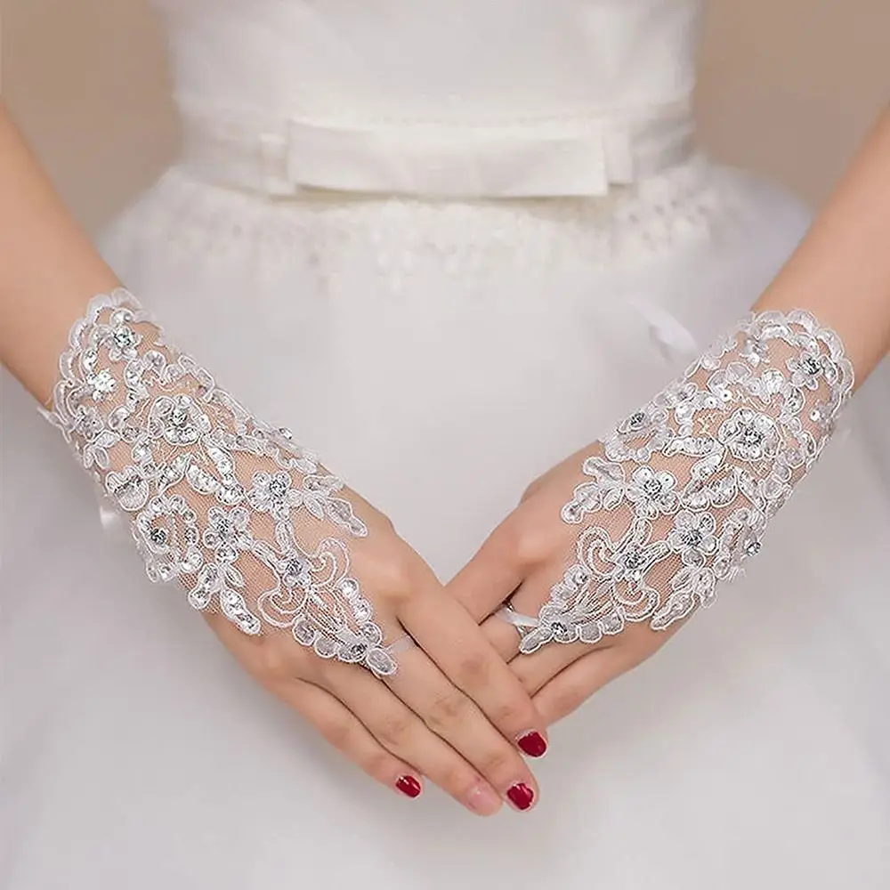 

Платье принцессы для танцев, свадебные перчатки с цветочным узором для девочек, перчатки принцессы, свадебные перчатки, полные варежки, сценические перчатки