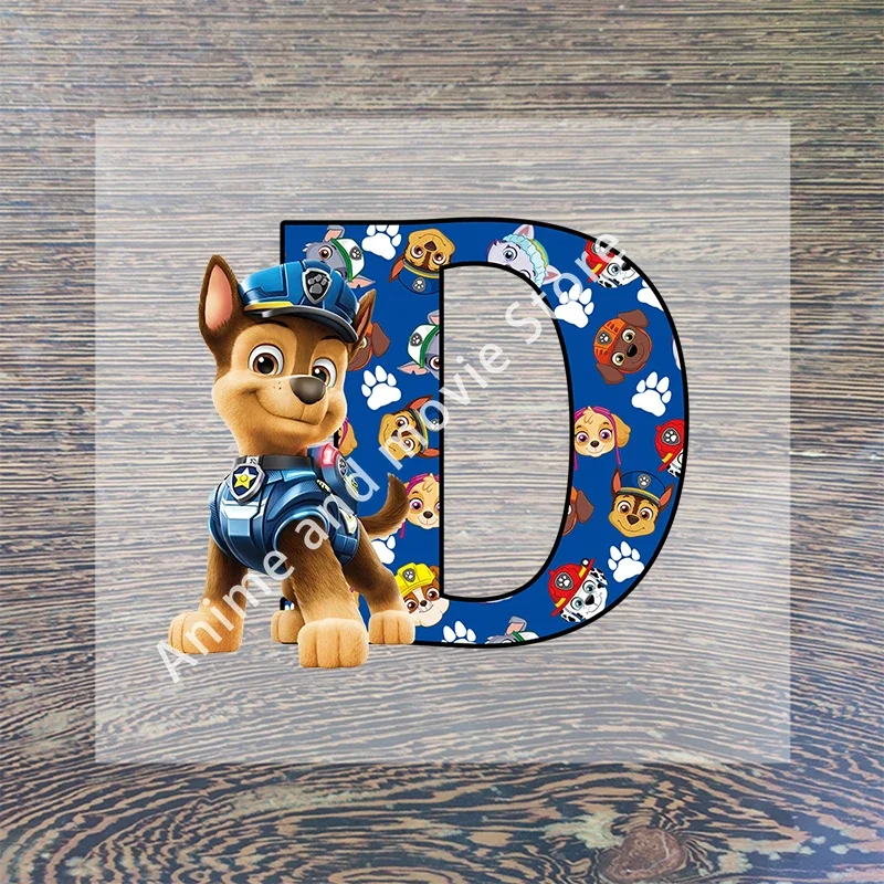 Paws Patrols Chases Iron on Patch Sticker Letter A-Z Customization Stitch Patches T-shirt Tops Clothing Cartoon Anime Cute Gifts