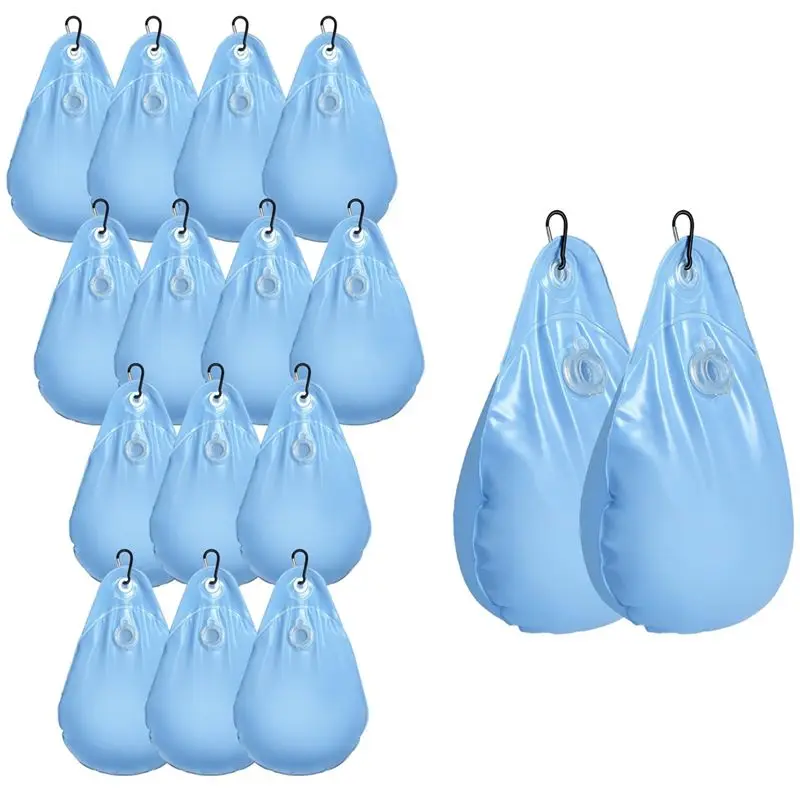 ABUI-16Packs Round Pool Cover Weights With Hooks, PVC Leakproof Above Ground Pool Cover Weights For Winter Pool Cover