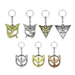 Pokemon Key Chain Three Major Camps Moltres Articuno Zapdos Logo Keychain Pendant Pocket Monster Fashion for Car Charms Keyring