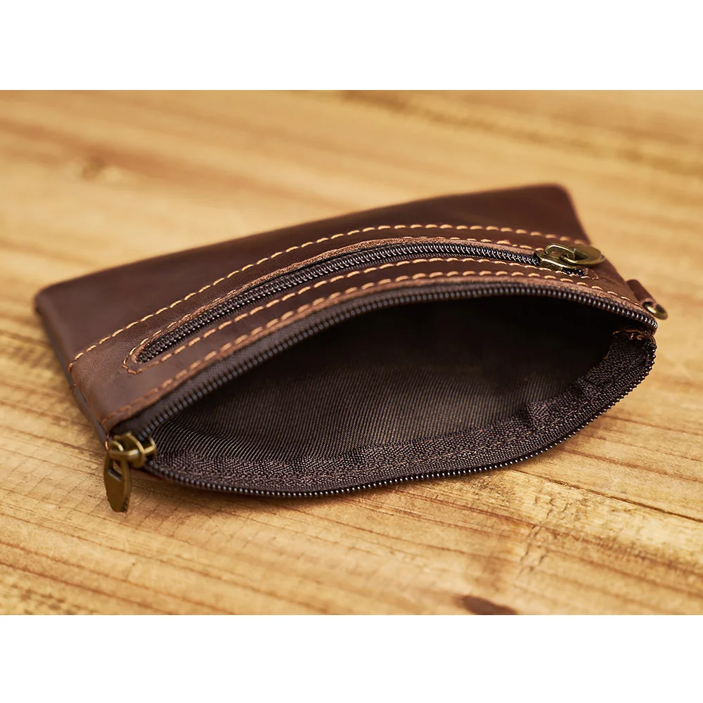 ZRCX Genuine Leather Coin Purse for Men Women Mini Zipper Wallet Small Money Pocket Bag Female Money Wallets Men Card Holder