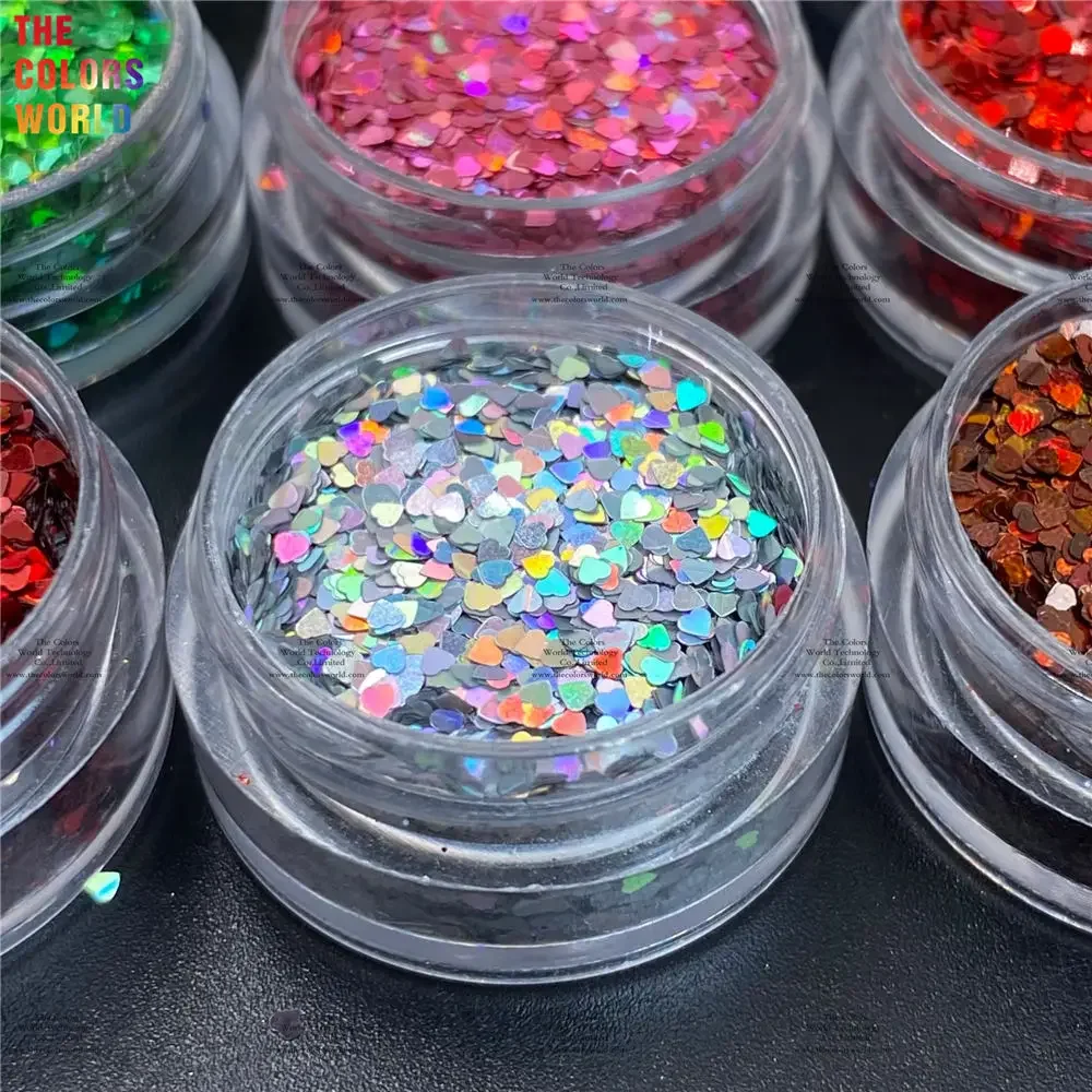 TCT-889 Holographic Heart Glitter Smallest 1MM Size Paillettes For Nails Hair Beauty Polish Charms Nail Art Decorations Jewelry