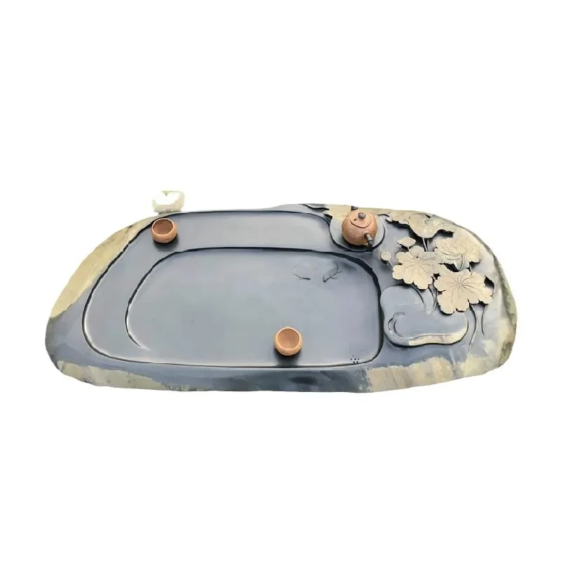 

Stone material solid color stone material tea sea natural rough stone boutique minimalist tea set movable tea tray