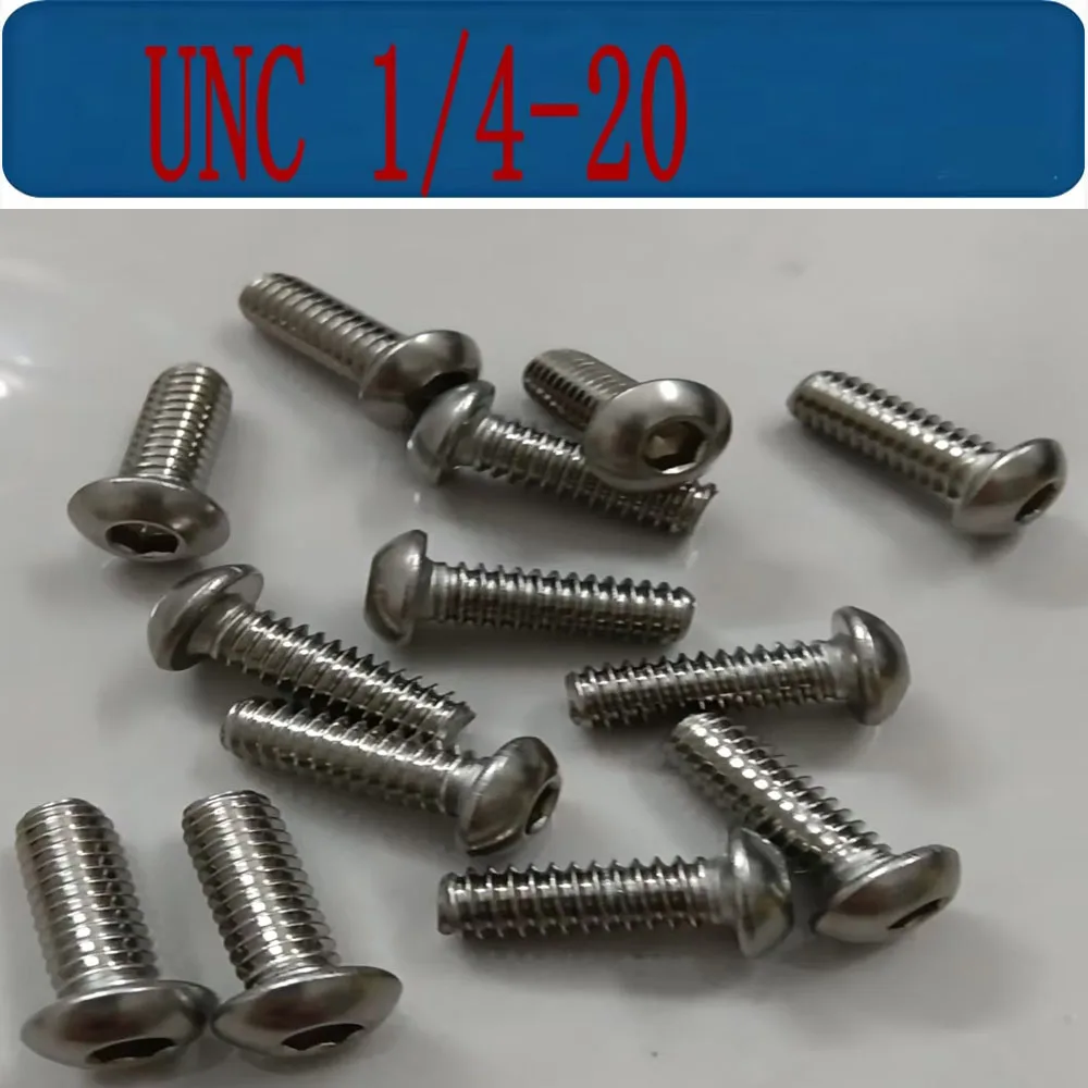 

UNC 1/4-20 Coarse Thread Hex Socket Bolt 304 A2 Steel ISO7380 Button Head Machine Screw