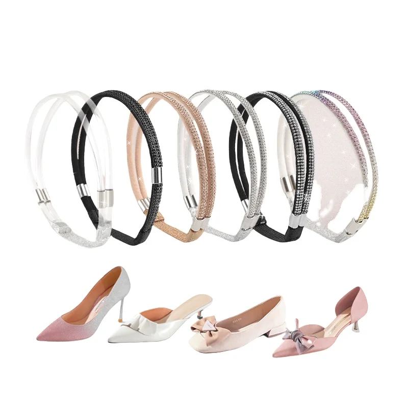 No-Slip Shoe Straps for High Heels, Anti-Slide Adjustable Bands, Secure Fit, No Install, Rhinestone Shoe Laces