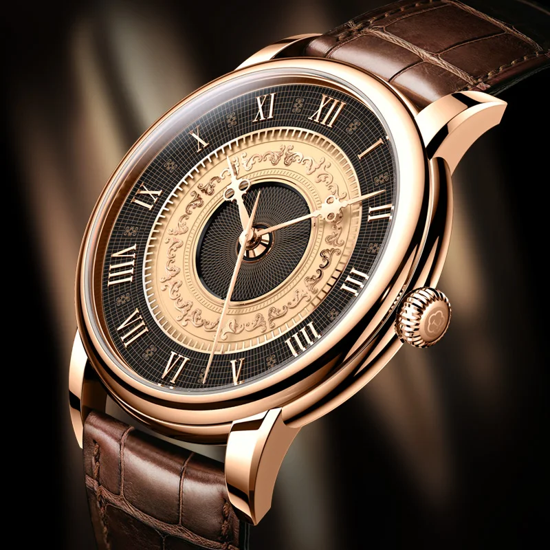 LOBINNI Men\'s Watch Retro Business Automatic Mechanical Watch MIYOTA 821A Movement 50 Water Resistant Sapphire Wrist Watch