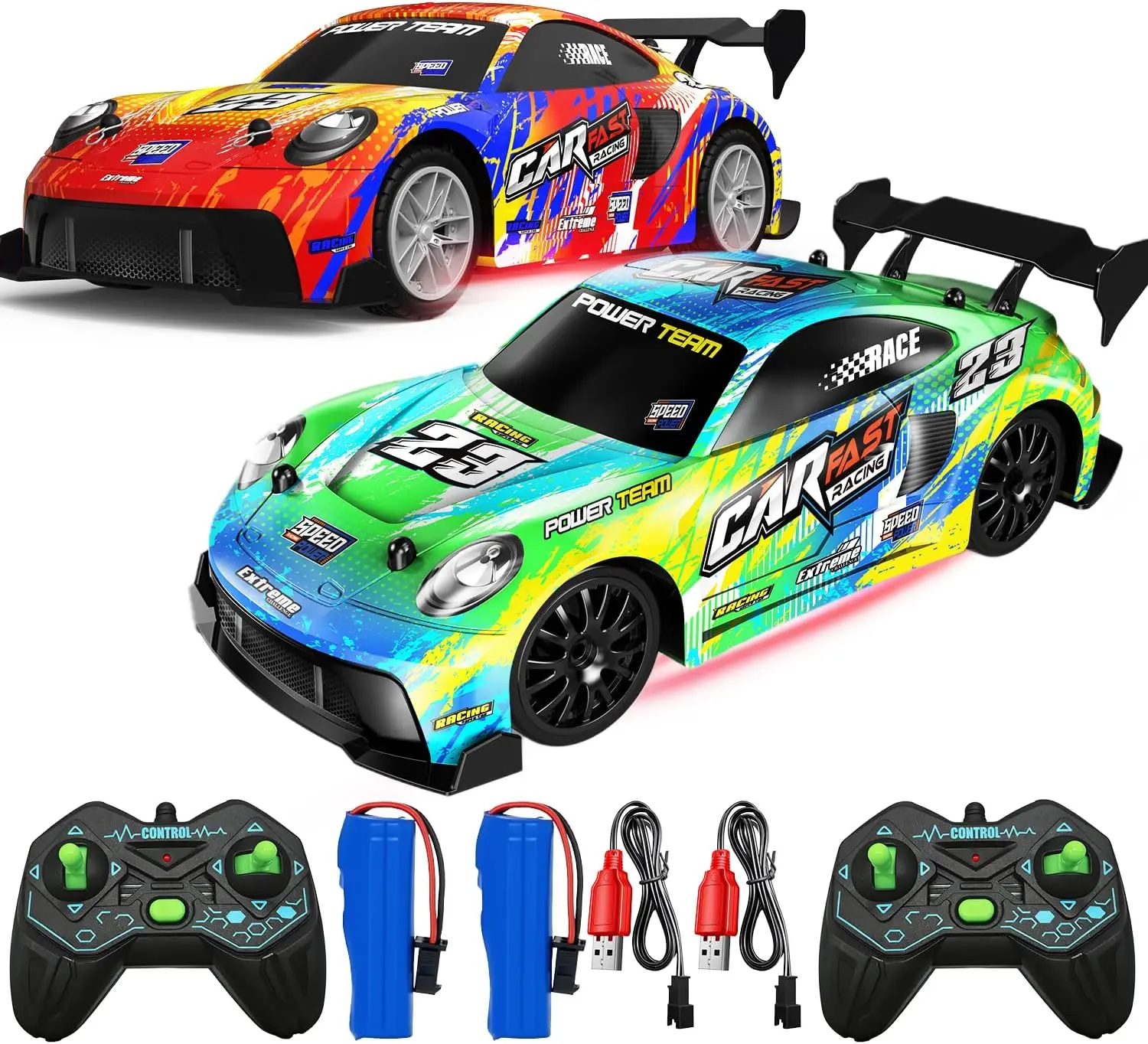 

2 Pack RC Cars for Kids and Boys, Girls 4-7-8-12, Remote Control Car, LED Head/Bottom/Rear Lights