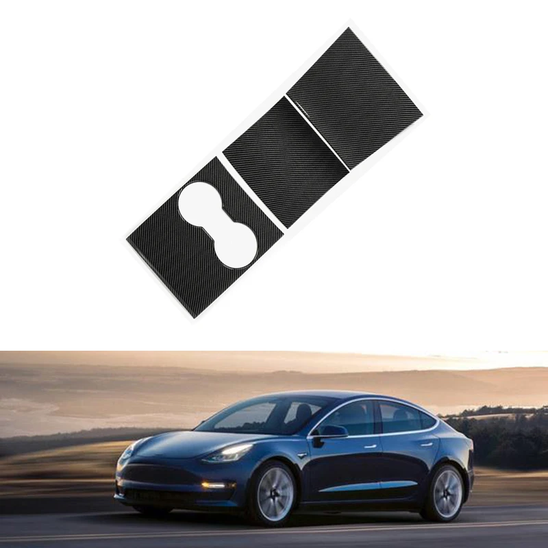 Car Central Control Panel Protective Patch Carbon Fiber ABS Center Console Shell Sticker for Tesla Model 3 2017-2020