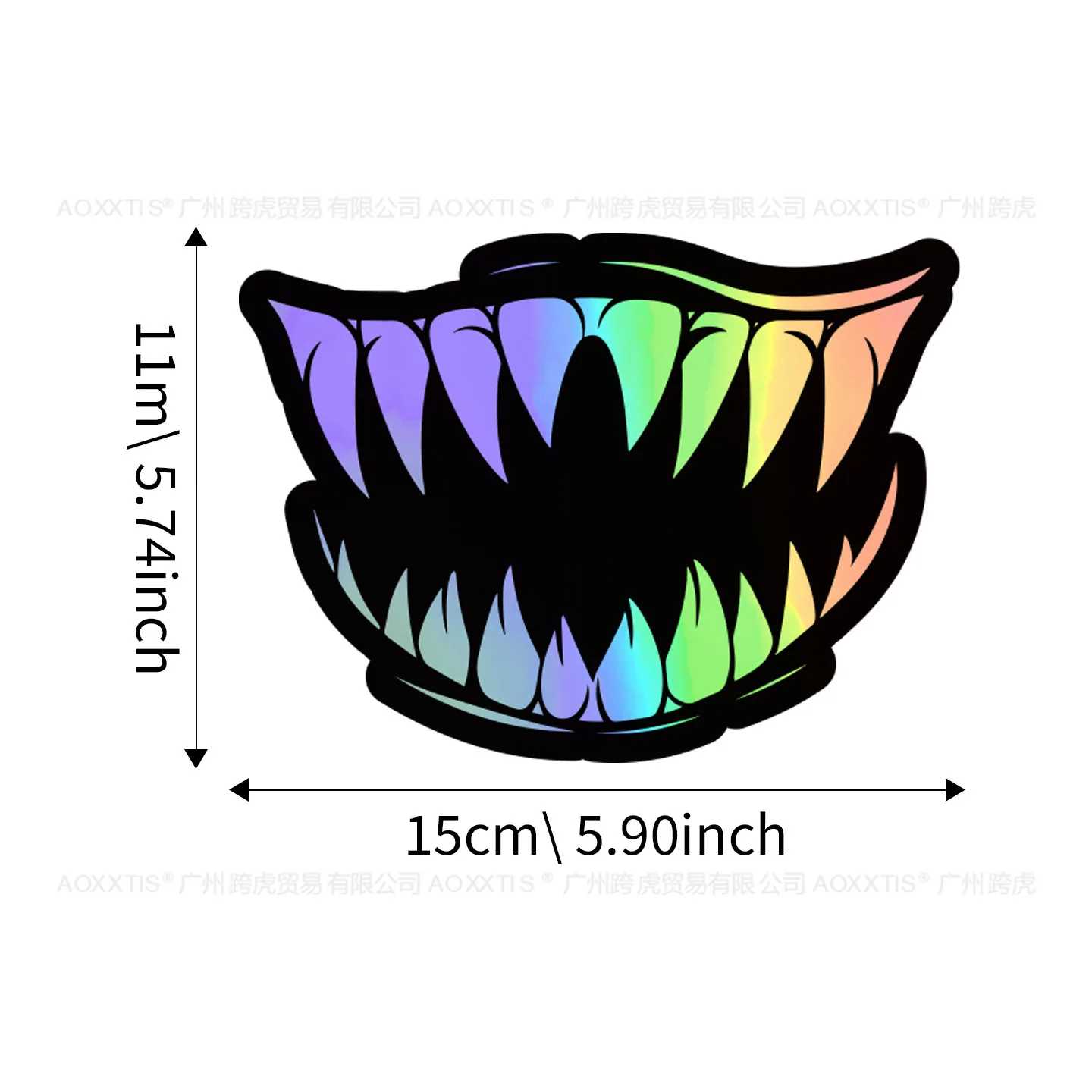 2D Flat Devil Teeth Vinyl Sticker 1Pc, Waterproof UV Resistant, for Car Scratch Cover Decor, Holiday Gift