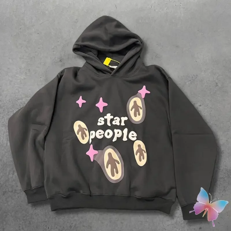 

24SS Winter Men Women BROKEN PLANET Hoodies Real Photos Pink Star Foam Print Fleece Hoody Casual Street BP Hooded Sweatshirts