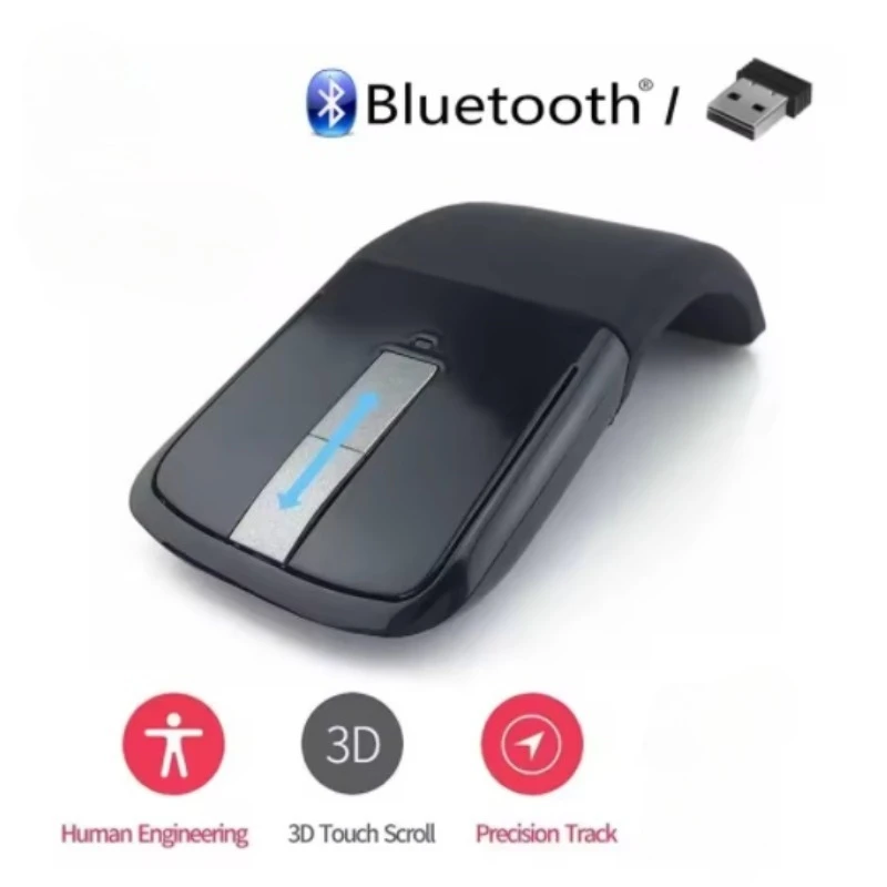 

Оптическая мышь Arc Mouse, ультратонкая складная беспроводная Bluetooth-мышь, эргономичная портативная 3D-мышь с сенсорным управлением, универсальная для офиса