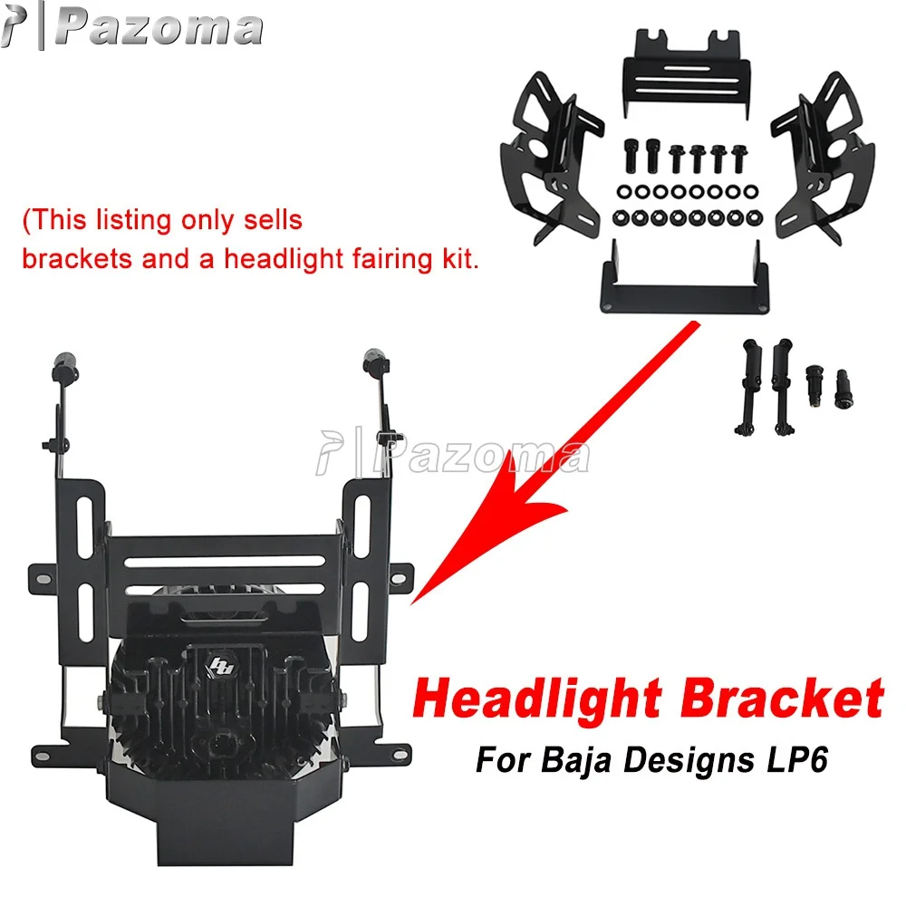 Front Headlight Fairing For Baja Designs LP6 Motorcycle Headlamp Cover Windscreen With Mounting Bracket 9" 12" 15" Wind Splitter view 4