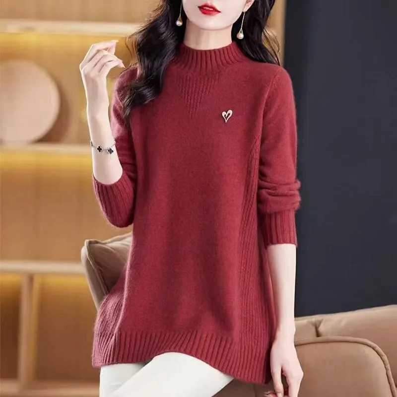 

Women's Sweater New Elegant Turtleneck Warm Pollovers Blouse Knit Ladies Jumper Autumn Winter Bottom Wear Tops Female Clothing
