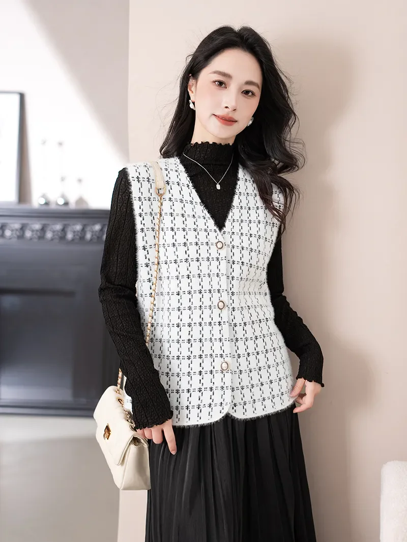 

Женский укороченный вязаный жилет из вельвета с круглым вырезом и одной пуговицей, для повседневной носки