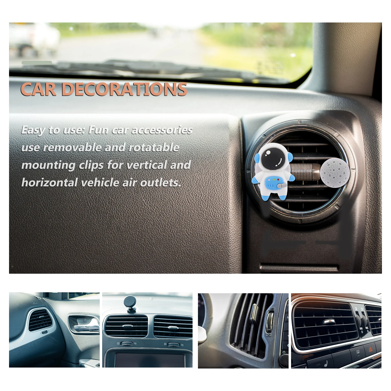 

2 Sets Car Air Freshener Vent Clips Resin Dashboard Decor Ornament Conditioning Outlet Decorative Accessories Fragrance