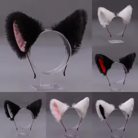 Lolita Animal Faux Fur Cat Fox Ears Hairband Cosplay Women Hair Hoops Halloween Anime Fluffy Headbands Headwear Hair Accessories