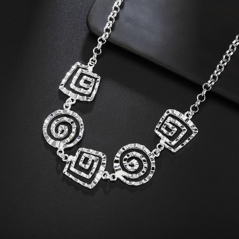 Popular 925 Sterling Silver Retro thread earrings bracelets neckalces Jewelry sets for women Fashion Party wedding Holiday gifts