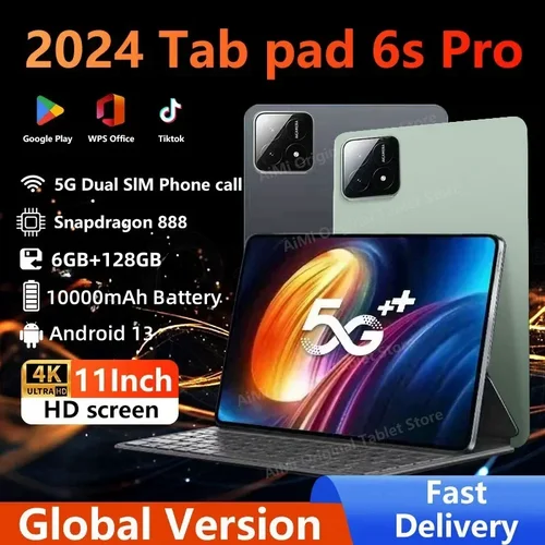 2024 패드 6S 프로, 6GB + 128GB, 10000mAh, 888 인치, 샤오미 GPS 5G SD 카드, 와이파이 
