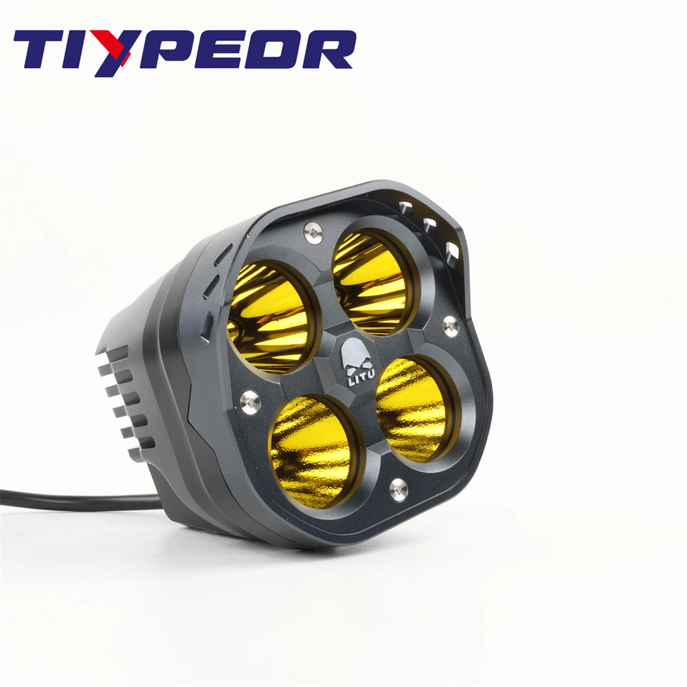 TIYPEOR LITU Super Bright Spotlight CNC Aluminum  High Power Fog Lights Auxiliary Headlight For Motorbike Off-road SUV ATV 120W