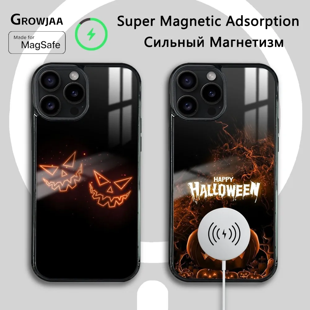 

Scary Pumpkin Head Halloween Phone Case For iPhone 15 14 13 12 11 Pro Max Plus Mini Magsafe Mirror Wireless Magnetic Cover