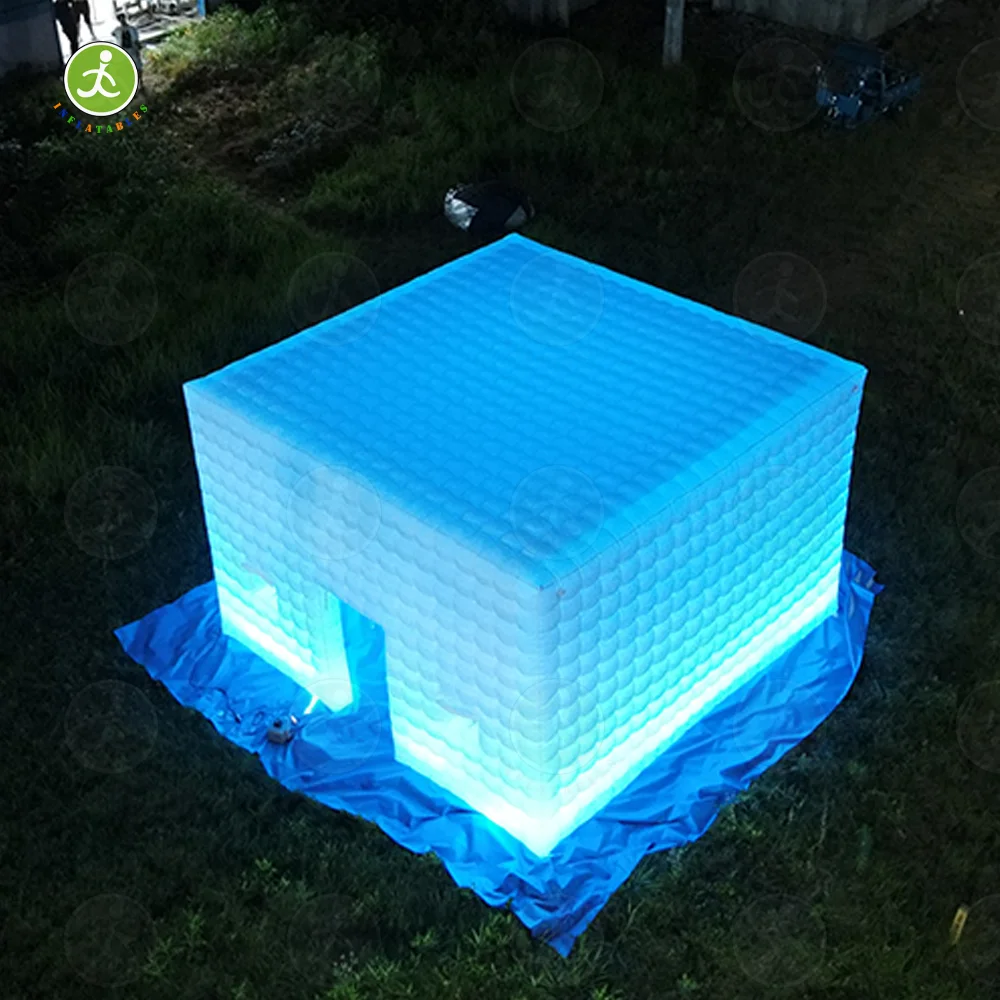 26FT Outdoor White LED Inflatable Tent with Door, Suitable for Wedding Party Giant Cube Tent Inflatable Nightclub Tent with Blow